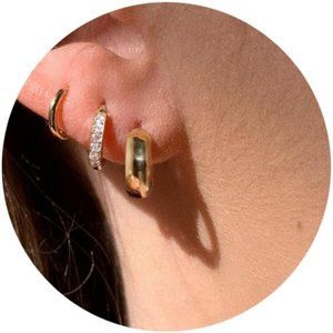 3Pairs Small Gold Huggie Hoop Earrings Set for Women Men Girls